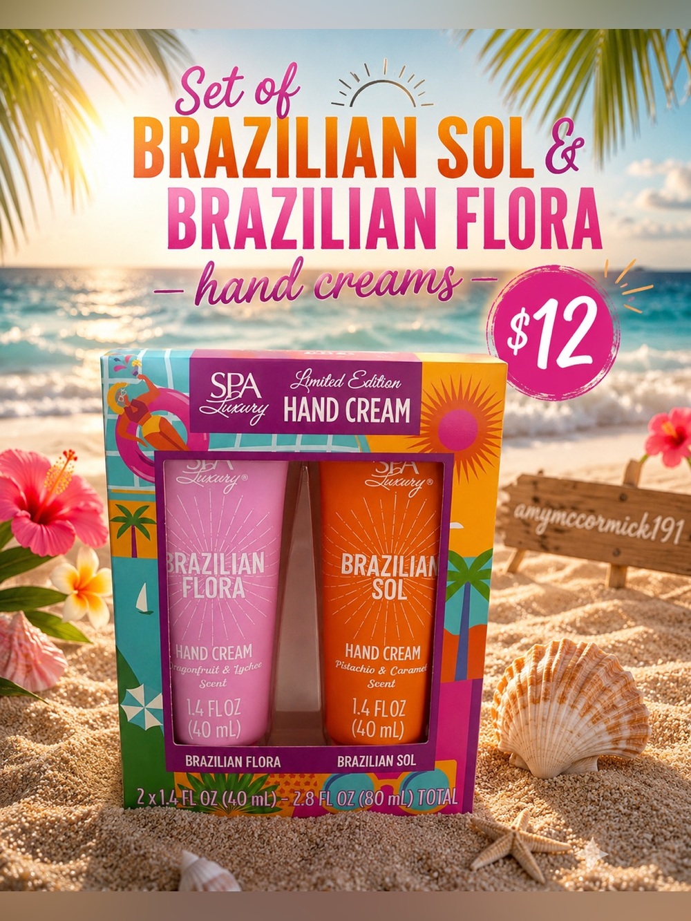 Brazilian Flora & Brazilian Sol Hand Cream Duo - Pink & Orange
